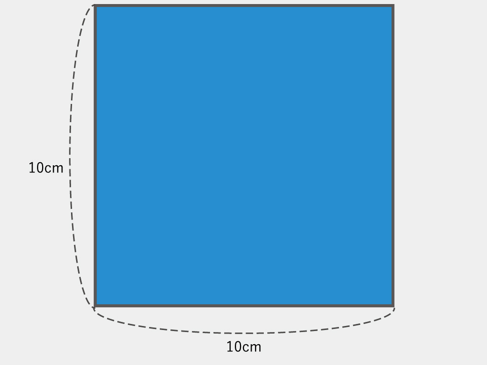 【図】厚みのない正方形を紙で包む場合