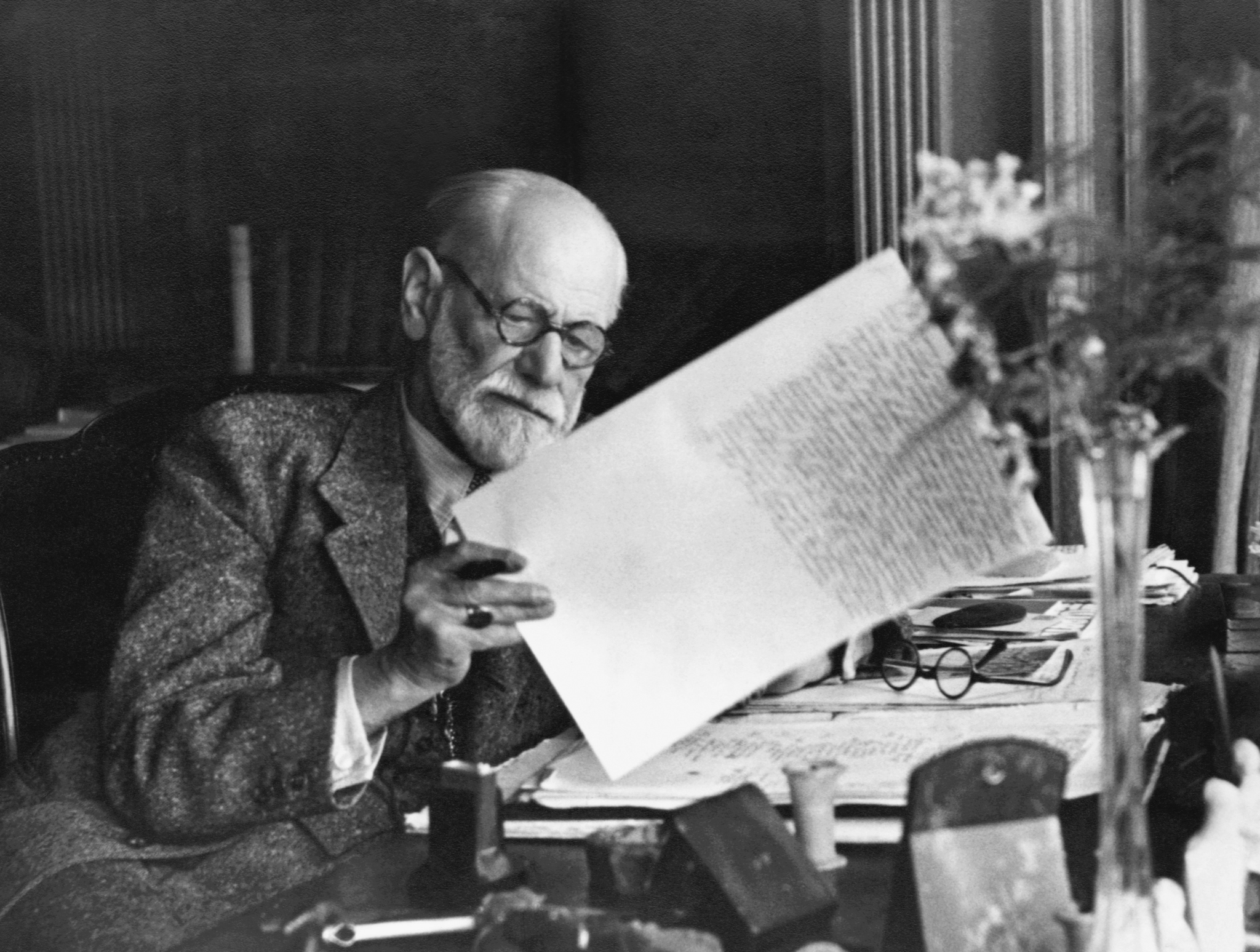 Sigmund Freud In Home Office At Desk