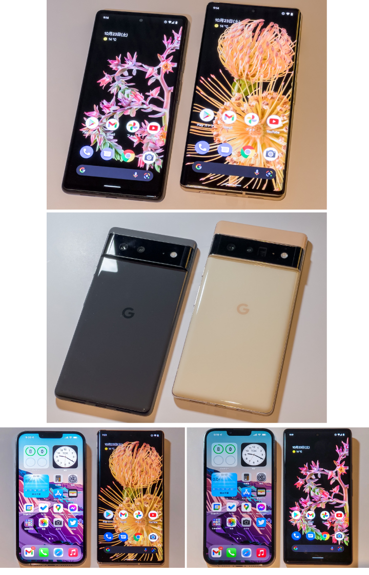 【写真】Pixel 6、Pixel 6 Proの外観とiPhoneとの比較