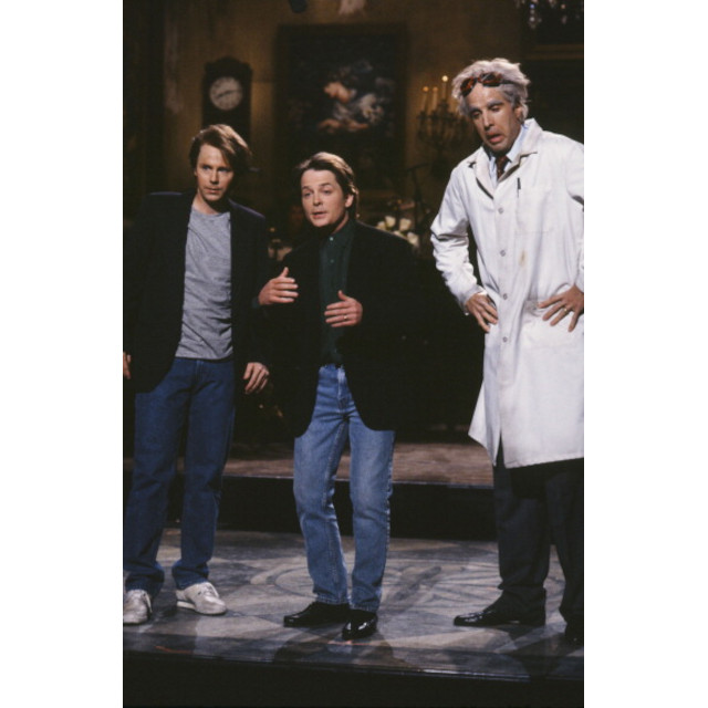 1991年、「サタデーナイトライブ」の『バック・トゥ・ザ・フューチャー』ショーにマイケル本人が登場　Photo by Getty Images
