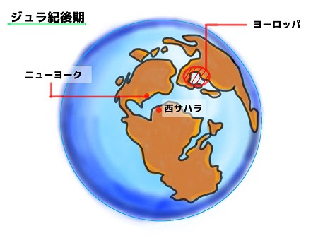 【図】ジュラ紀後期の大陸の配置